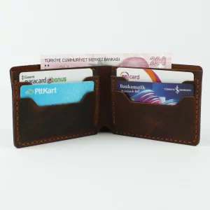 El yapımı hakiki deri cüzdan ve kartlık modern kesim